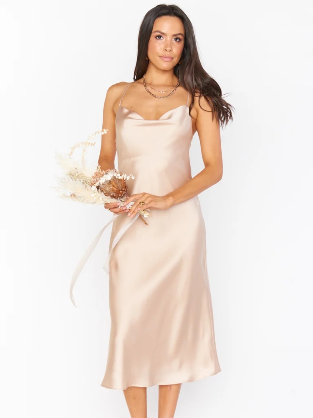 Show Me Your MuMu Champagne Slip Midi Dress
